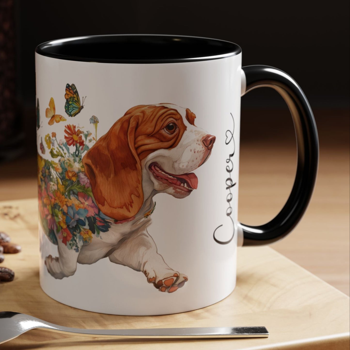 Basset Hound #2 Personalized Accent Mugs, 11oz