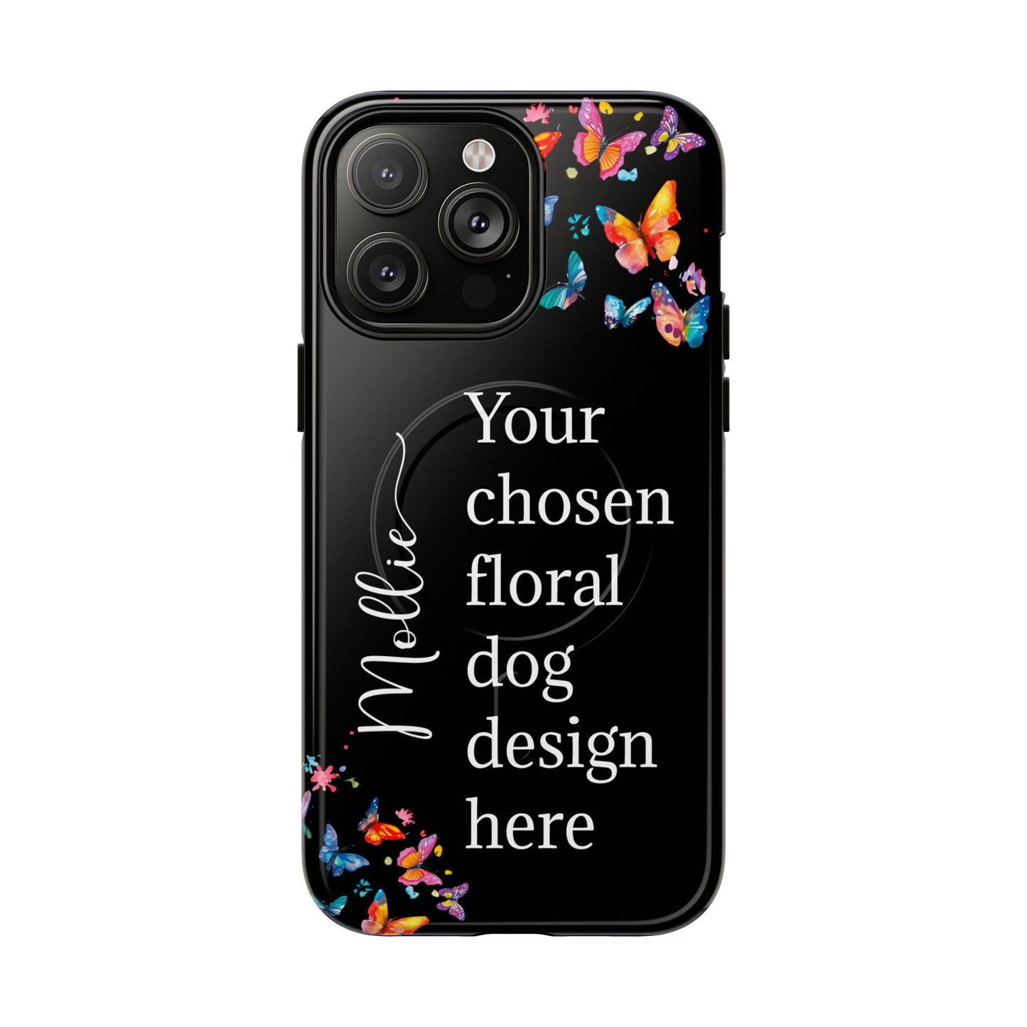 Magnetic Tough iPhone Case, Personalized from ANY OF OUR DESIGNS, Black case.