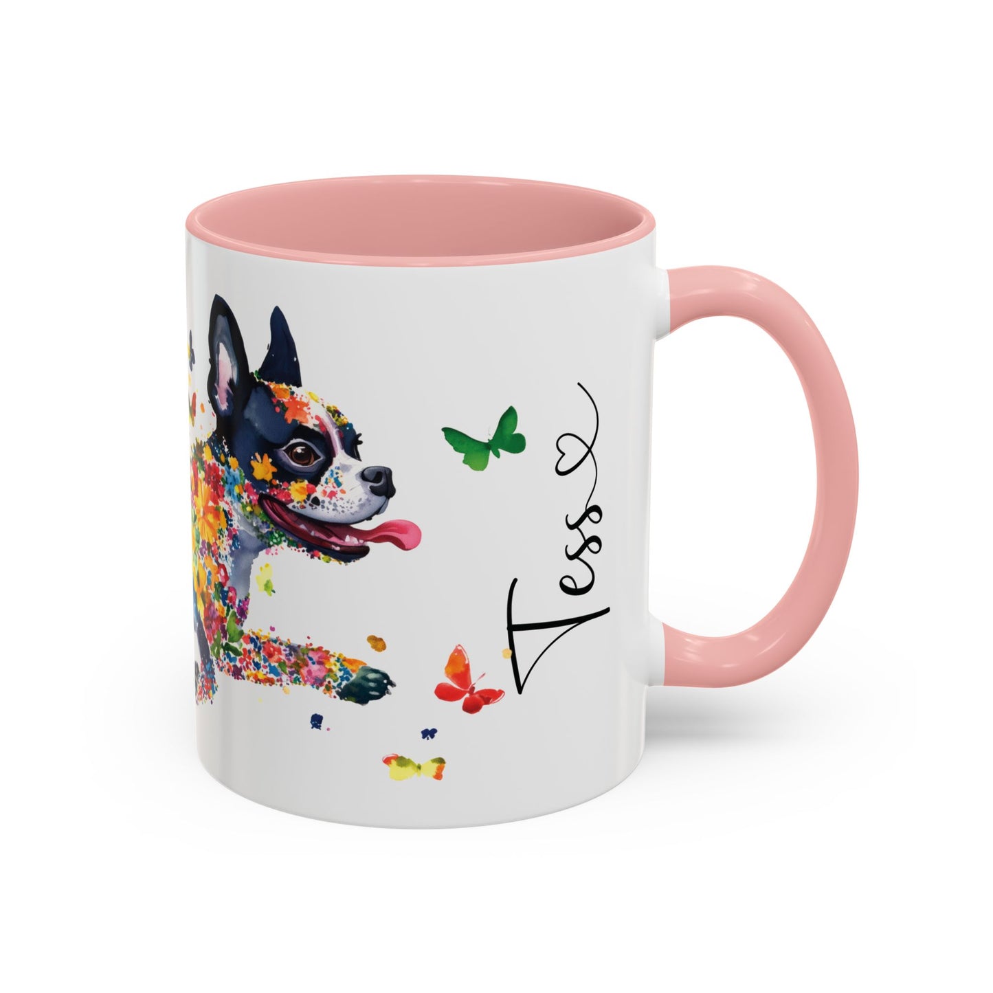 Boston Terrier Personalized Accent Mugs, 11oz