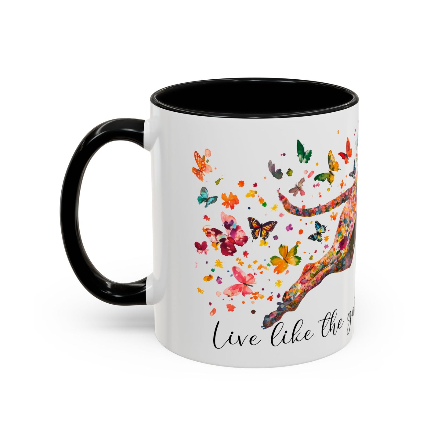 German Short Haired Pointer, Live like the gate was left open, Colorful Accent Mugs, 11oz