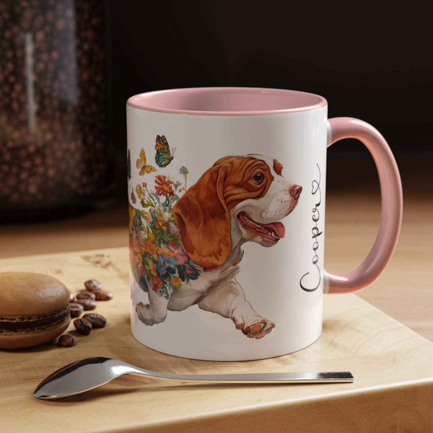 Basset Hound #2 Personalized Accent Mugs, 11oz