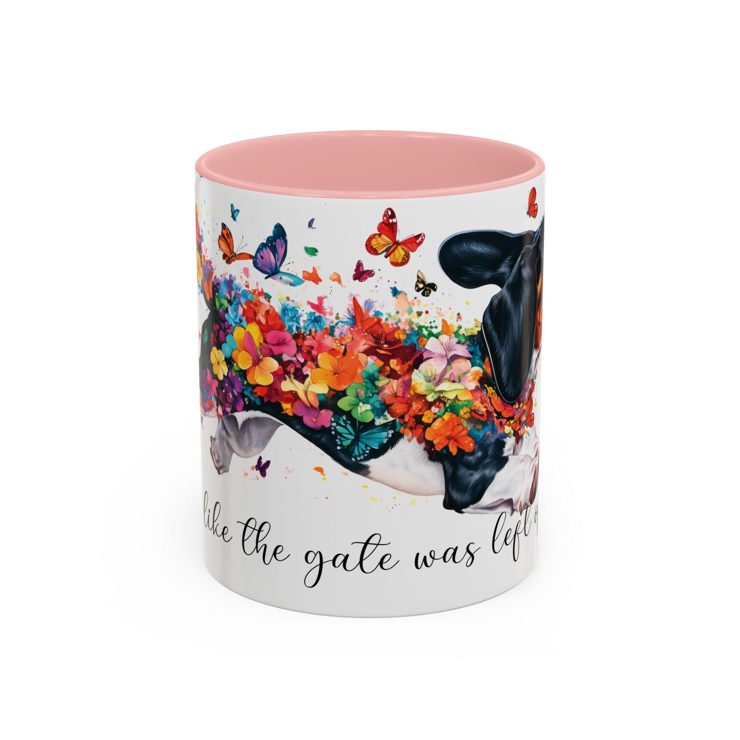 Basset Hound “Live like the gate was left open" Accent Mugs, 11oz