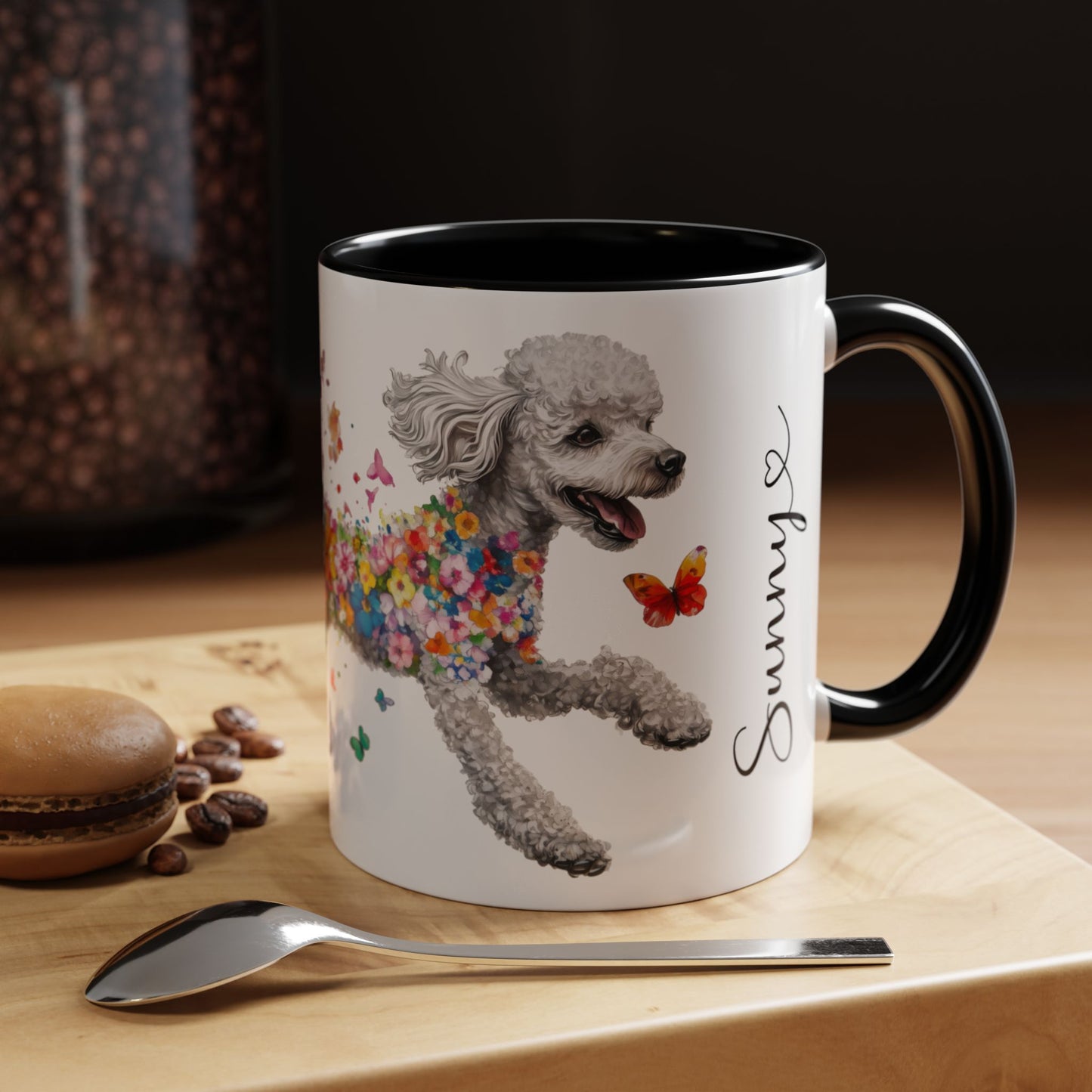 Poodle, Silver Personalized Accent Mugs, 11oz