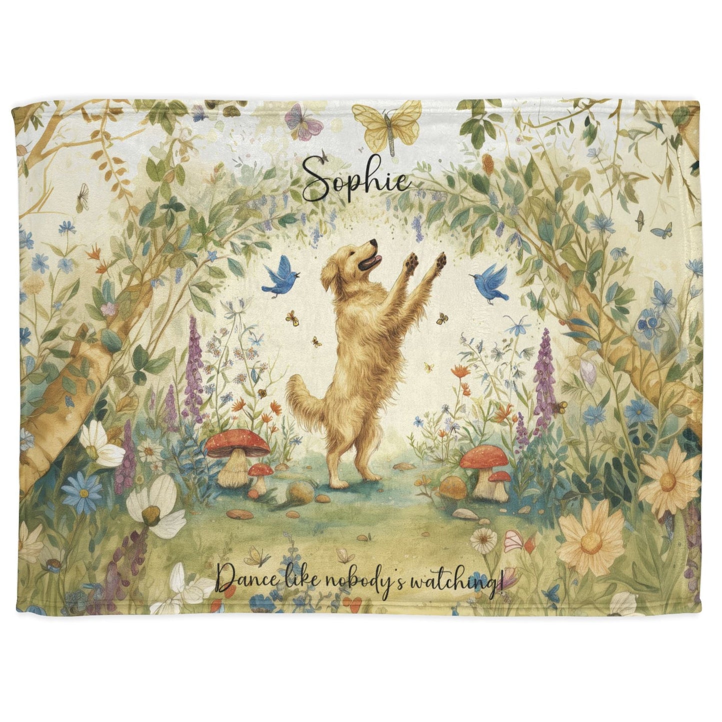 Golden Retriever #2 Dancing Mystical Forest Personalised Blanket