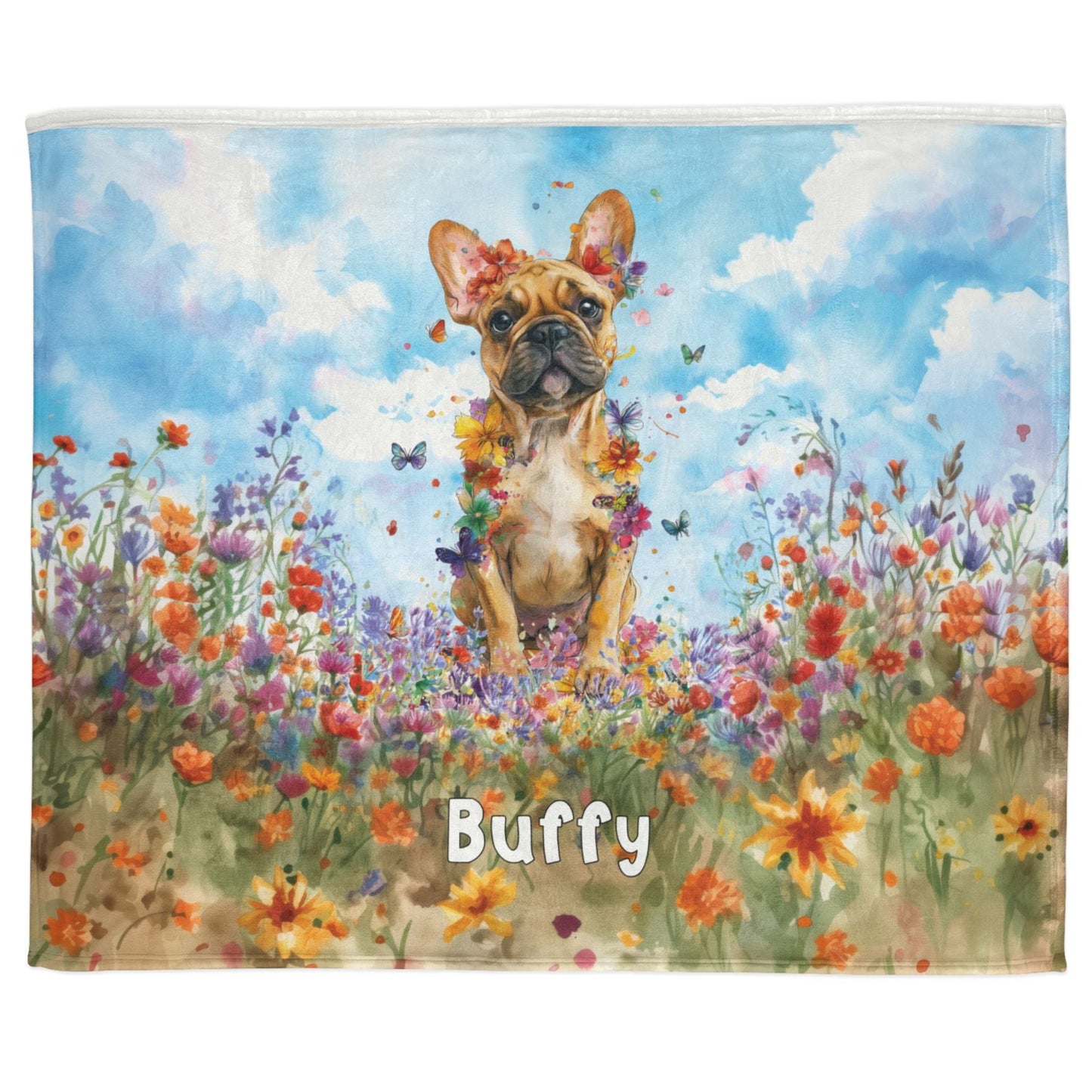 ANY DESIGN Personalised Floral Dog, Meadow Blanket