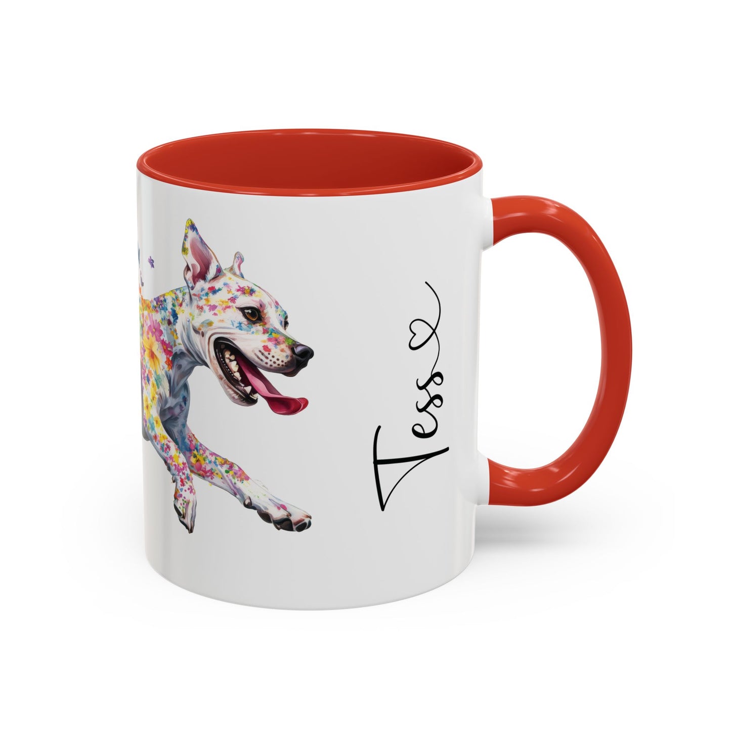 White Staffordshire Terrier Personalized Accent Mugs, 11oz