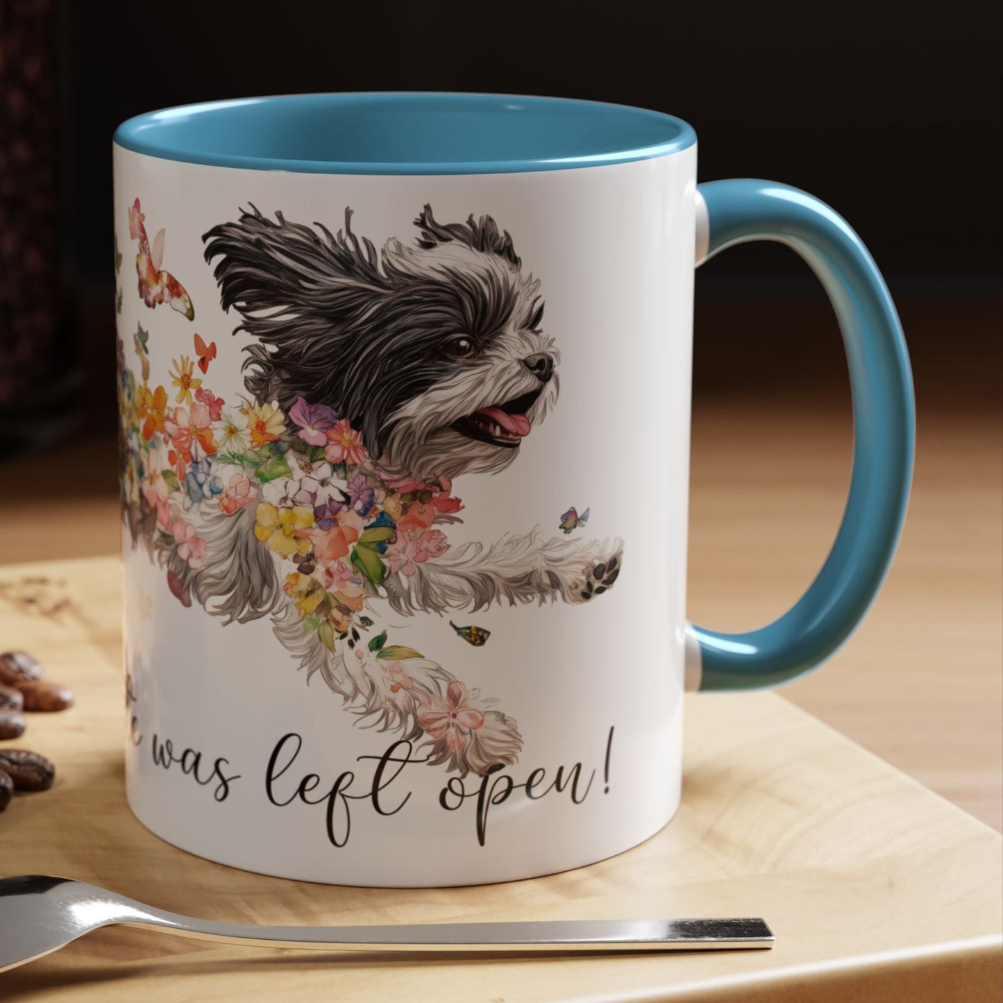 Shih Tzu "Live like the gate was left open" Accent Mugs, 11oz
