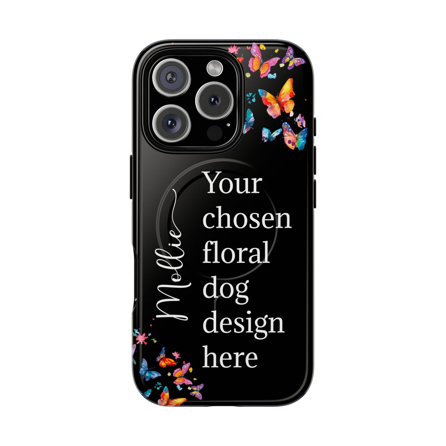 Magnetic Tough iPhone Case, Personalized from ANY OF OUR DESIGNS, Black case.