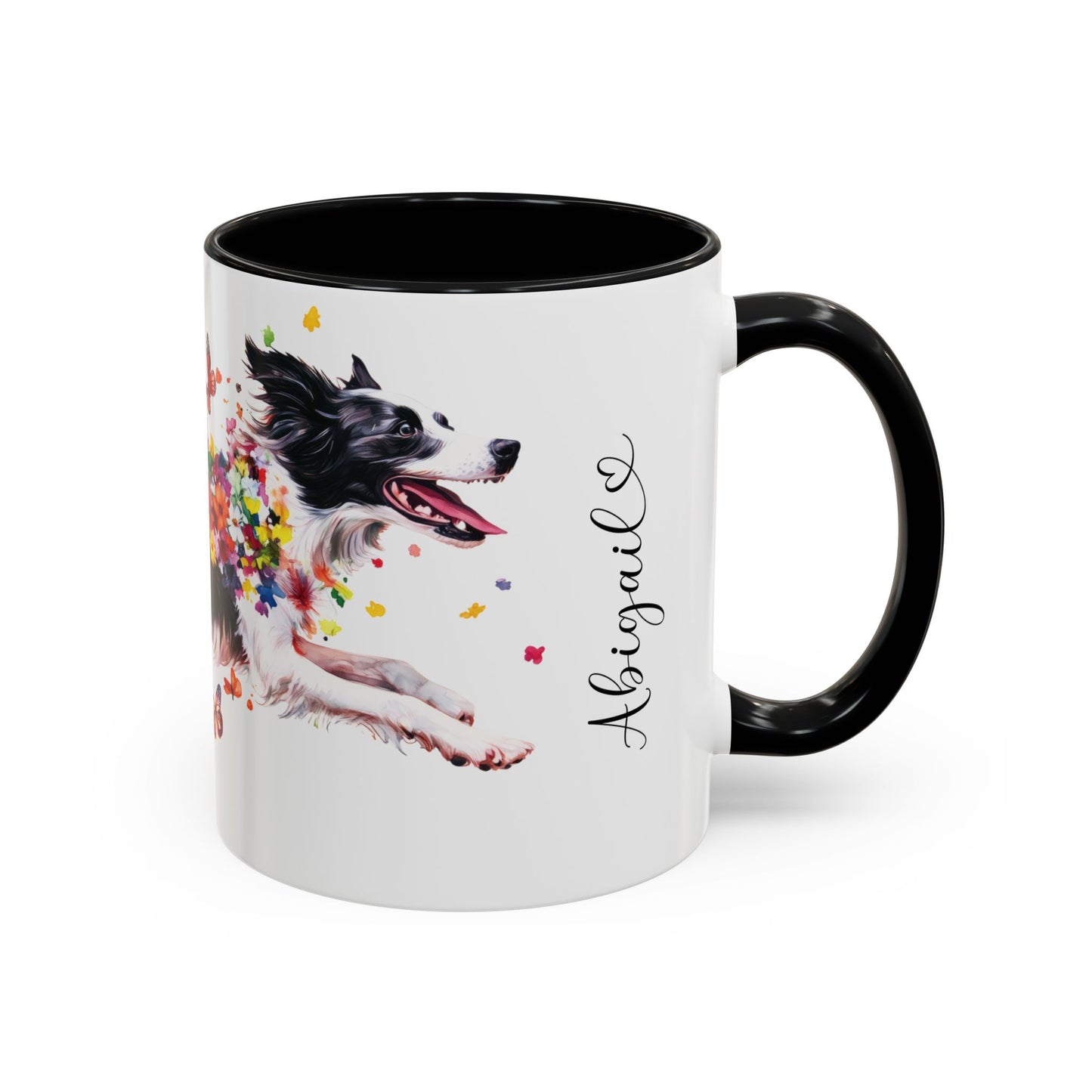 Border Collie Personalized Accent Mugs, 11oz