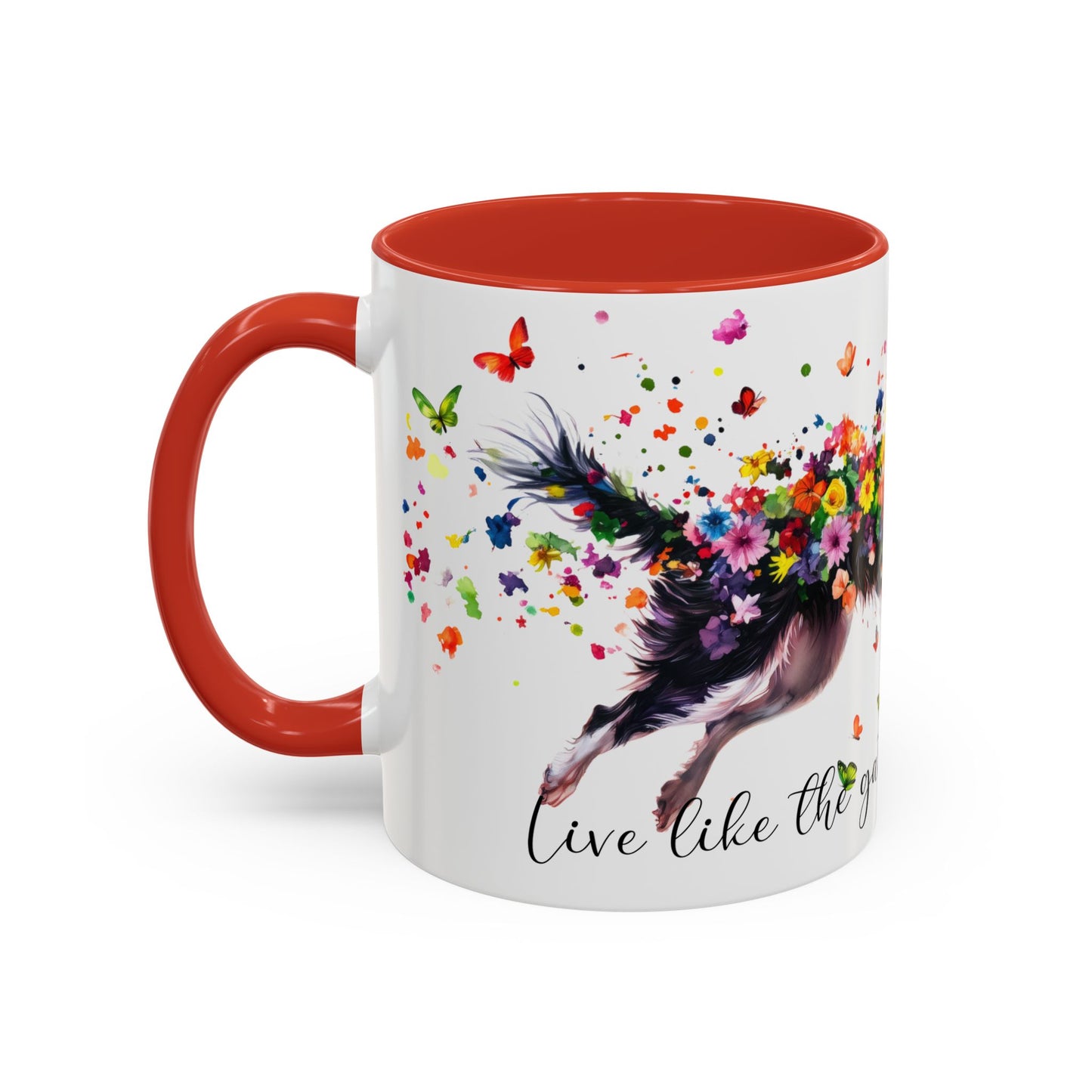 Border Collie, Live like the gate was left open, Colorful Accent Mugs, 11oz