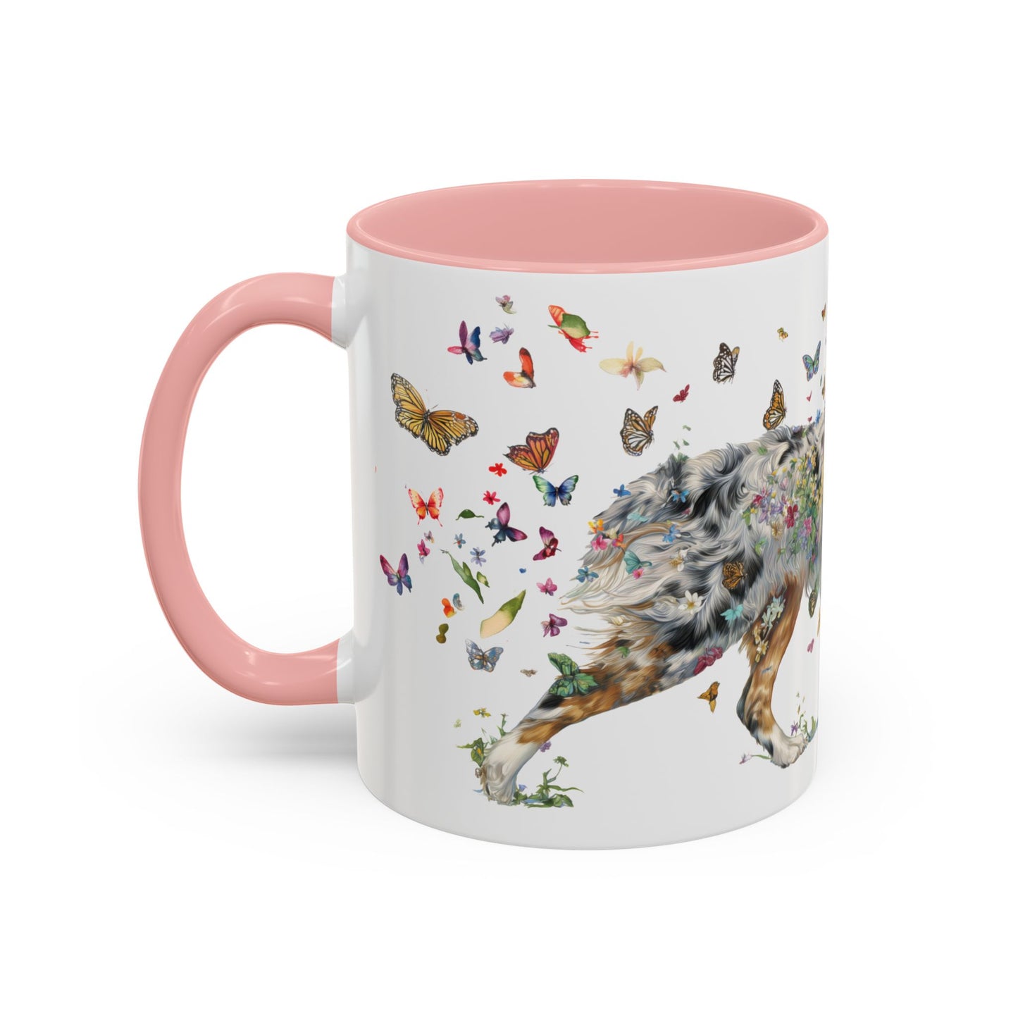 Australian Shepherd (Docked) Blue Merle Personalized Accent Mugs, 11oz