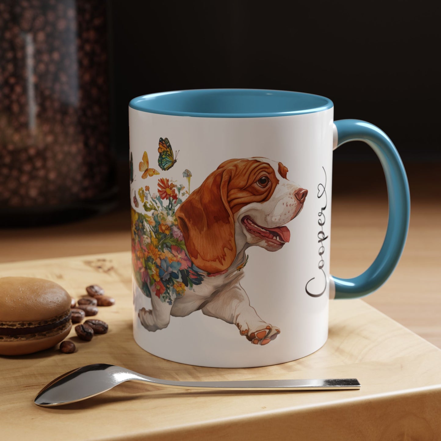 Basset Hound #2 Personalized Accent Mugs, 11oz