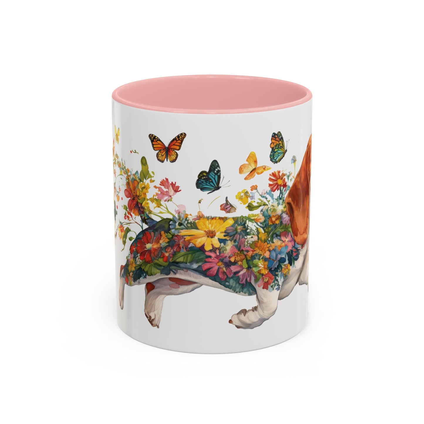 Basset Hound #2 Personalized Accent Mugs, 11oz