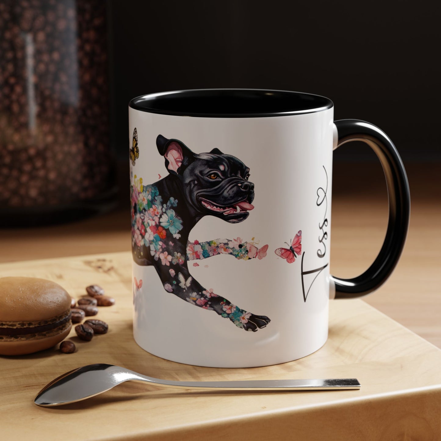 Black Boxer Personalized Accent Mugs, 11oz