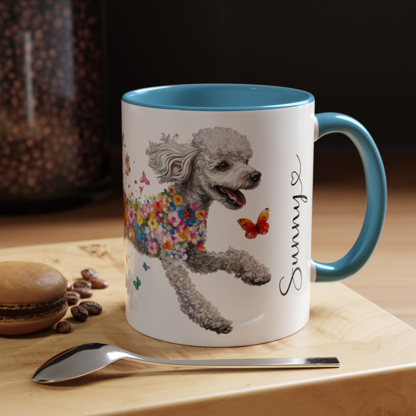Poodle, Silver Personalized Accent Mugs, 11oz