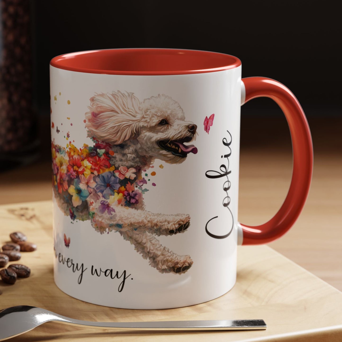 Poodle #1 - Practically Pawfect in every way. Personalised Colorful Accent Mugs, 11oz