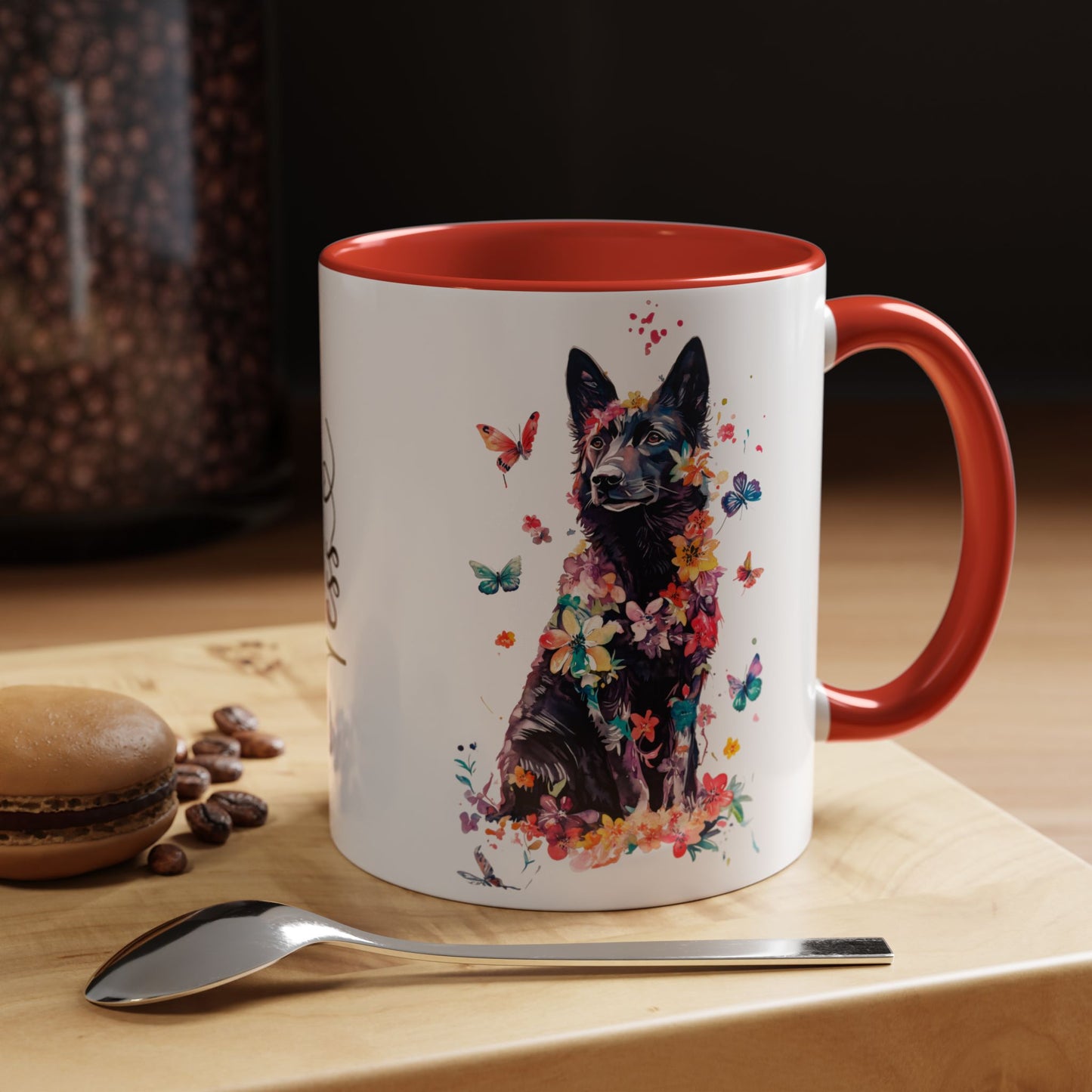 Black Shepherd Personalized Colorful Accent Mugs, 11oz