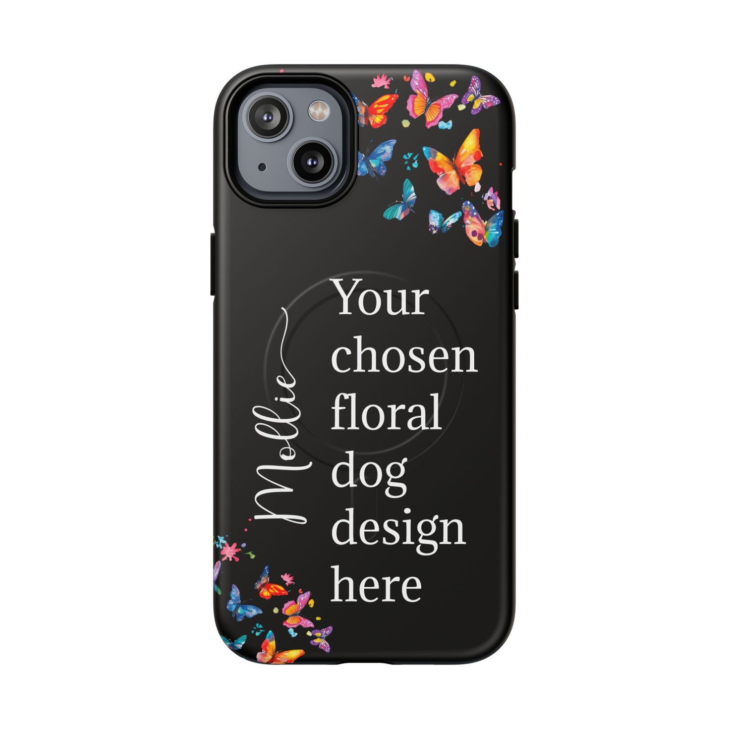 Magnetic Tough iPhone Case, Personalized from ANY OF OUR DESIGNS, Black case.