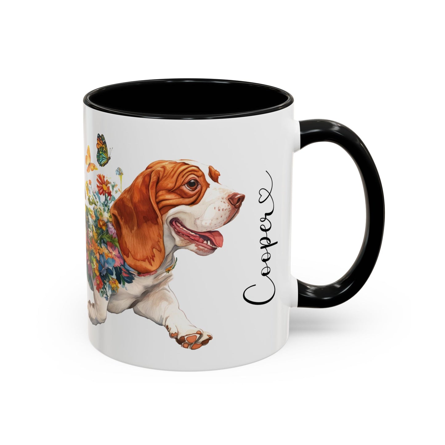 Basset Hound #2 Personalized Accent Mugs, 11oz
