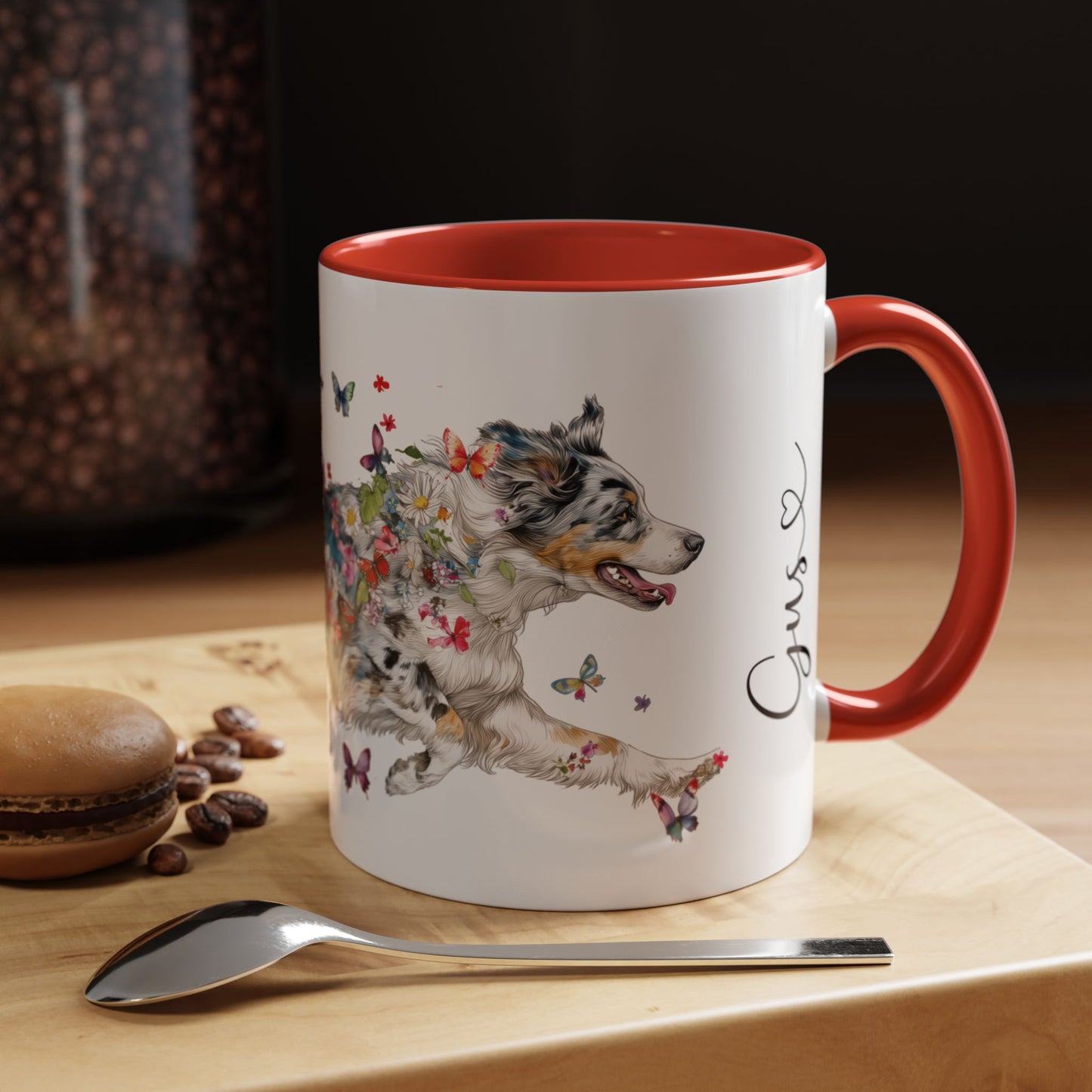 Aussie Doodle Blue Merle Personalized Accent Mugs, 11oz