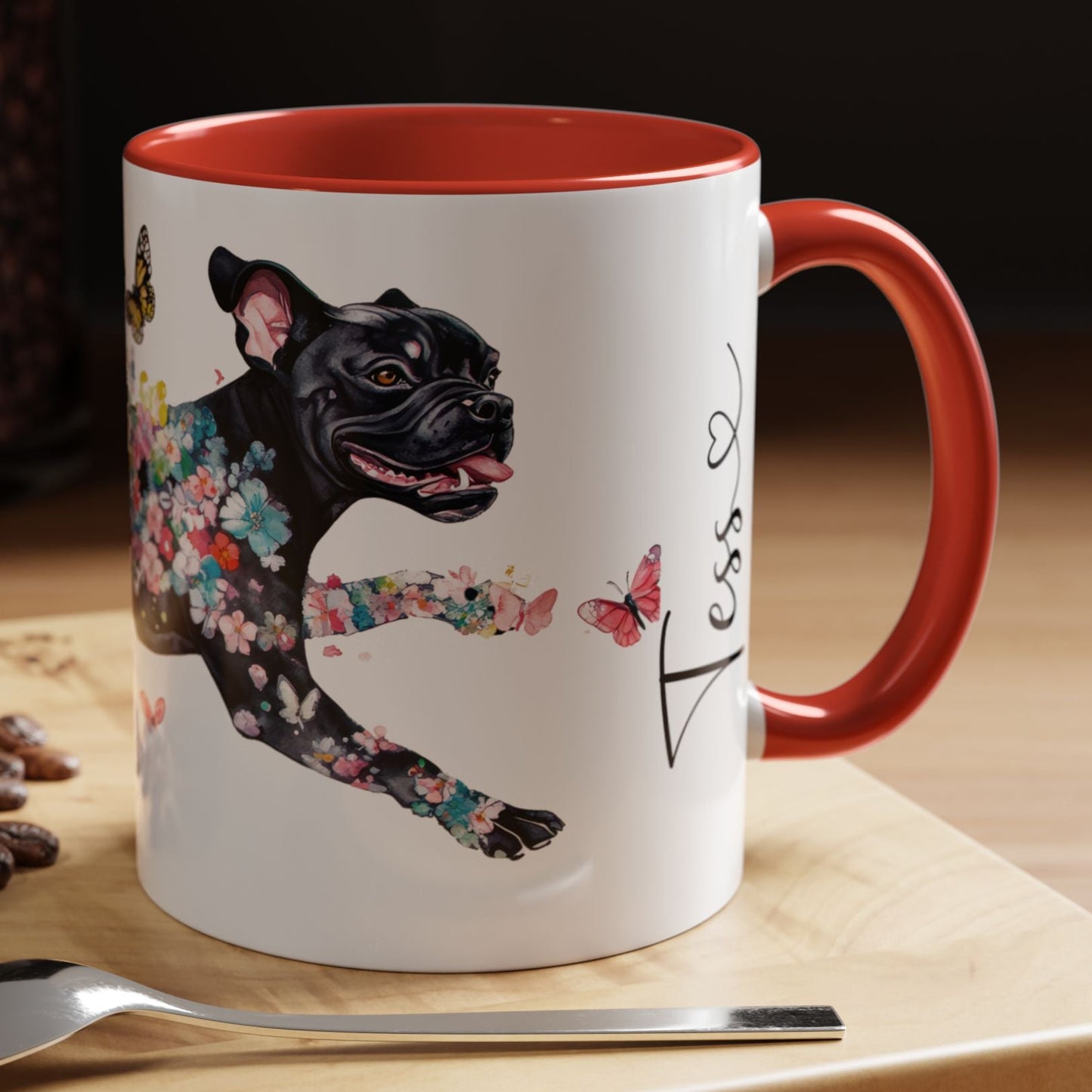 Black Boxer Personalized Accent Mugs, 11oz