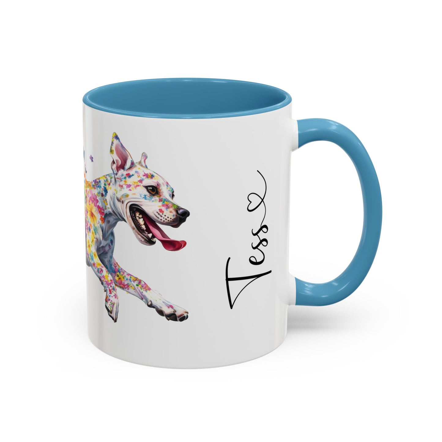 White Staffordshire Terrier Personalized Accent Mugs, 11oz