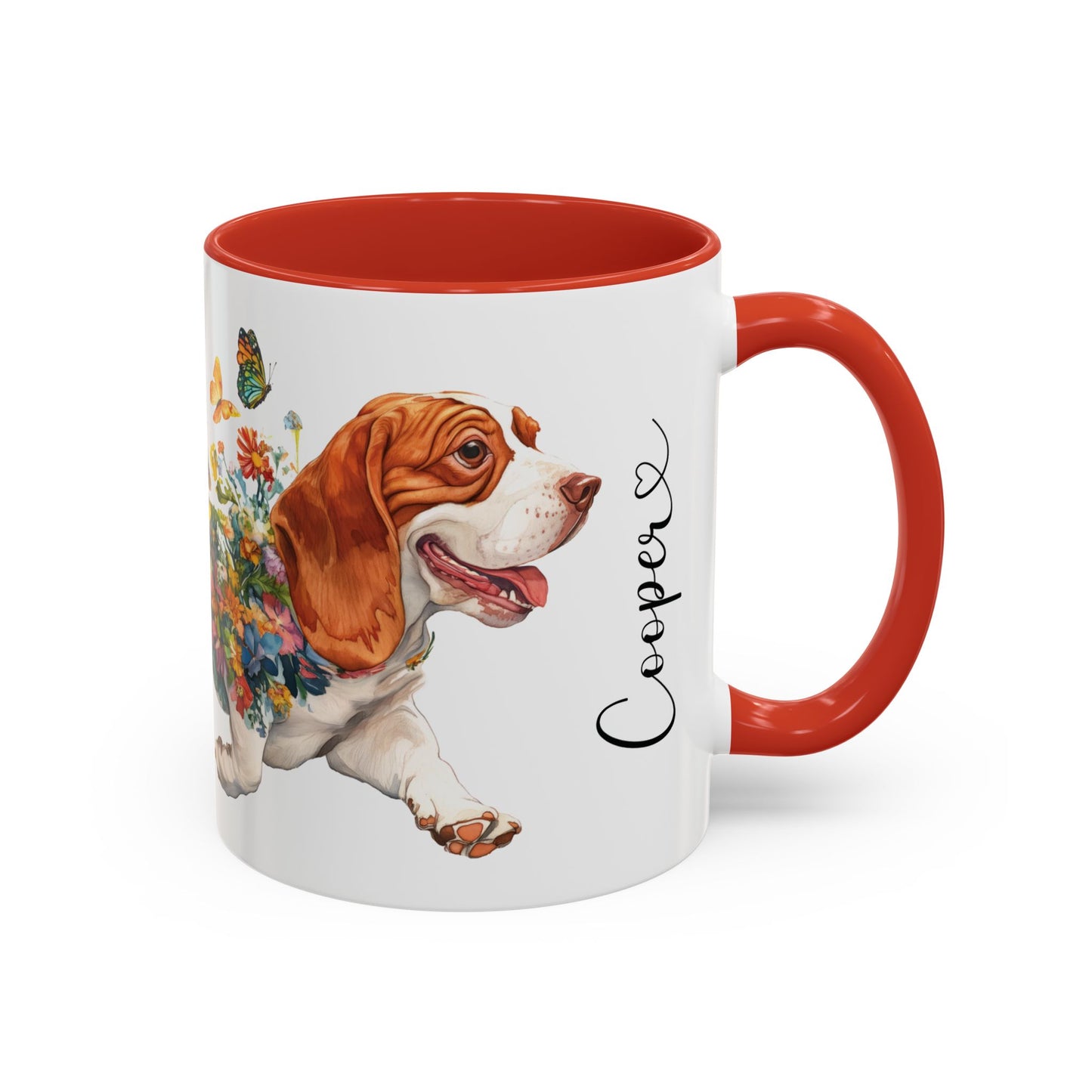 Basset Hound #2 Personalized Accent Mugs, 11oz