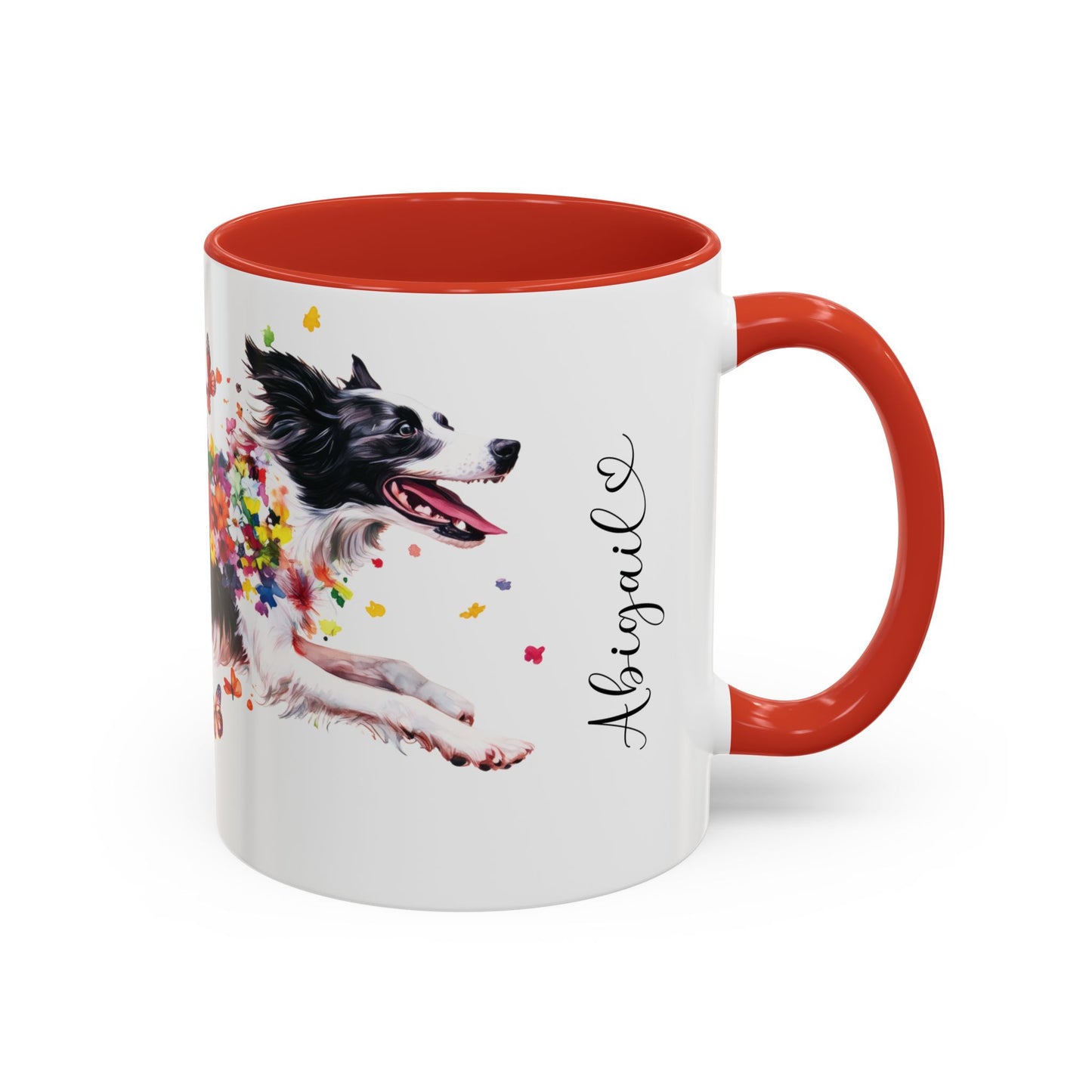 Border Collie Personalized Accent Mugs, 11oz