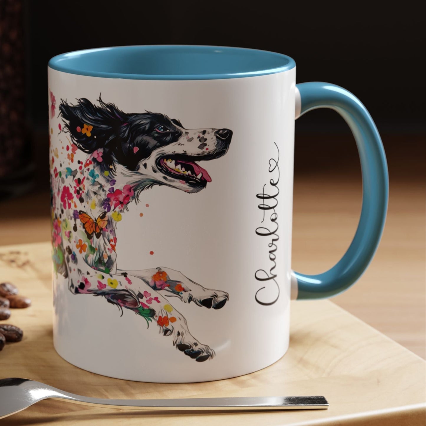 English Setter #4 Personalized Accent Mugs, 11oz