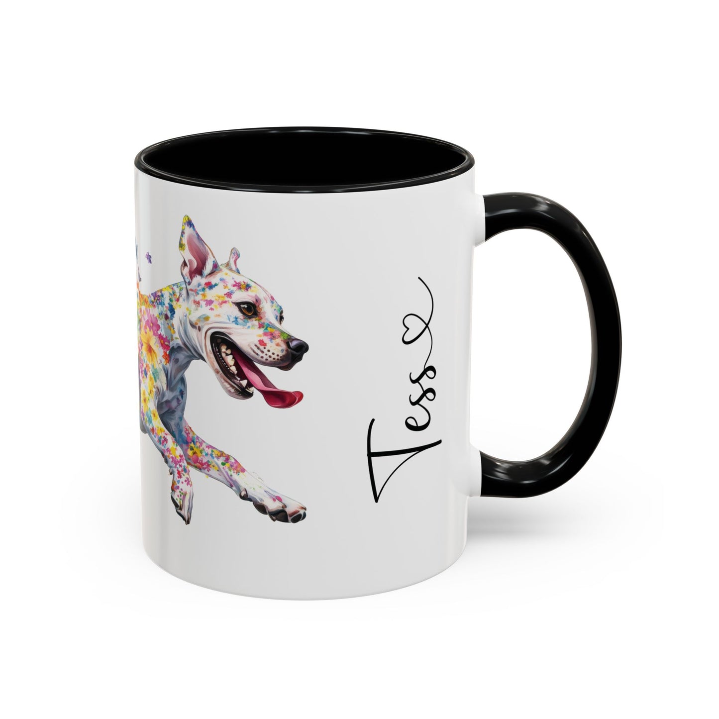 White Staffordshire Terrier Personalized Accent Mugs, 11oz