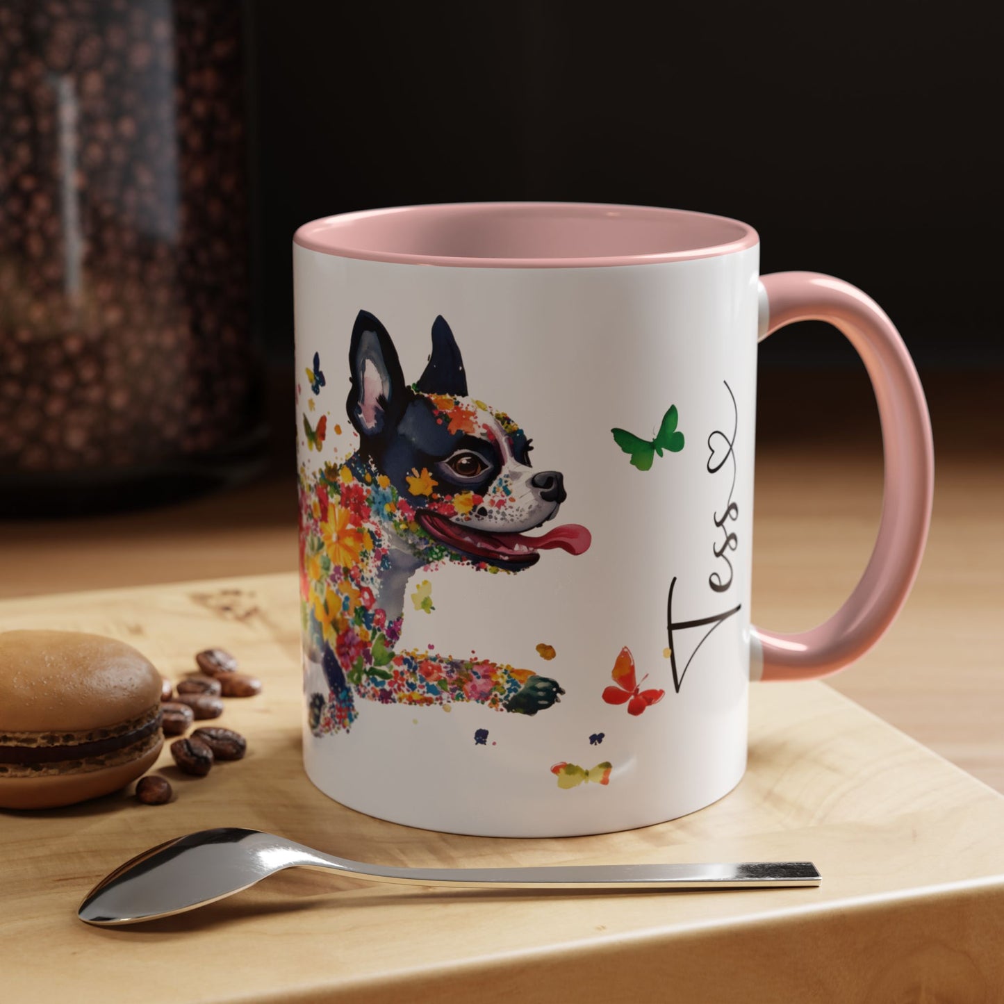 Boston Terrier Personalized Accent Mugs, 11oz