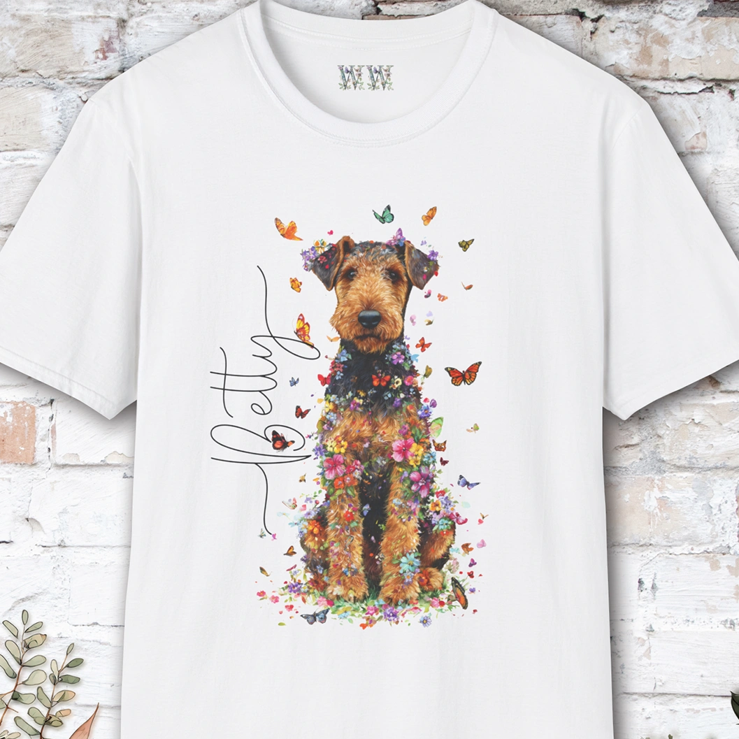 Airedale Terrier Floral Personalized T shirt