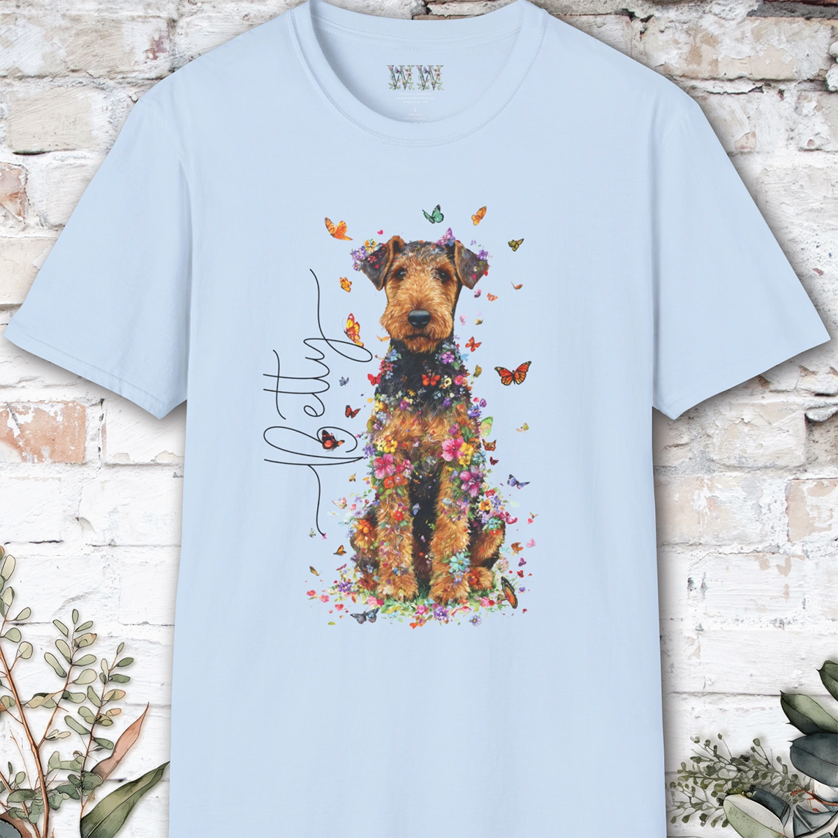 Airedale Terrier Floral Personalized T shirt