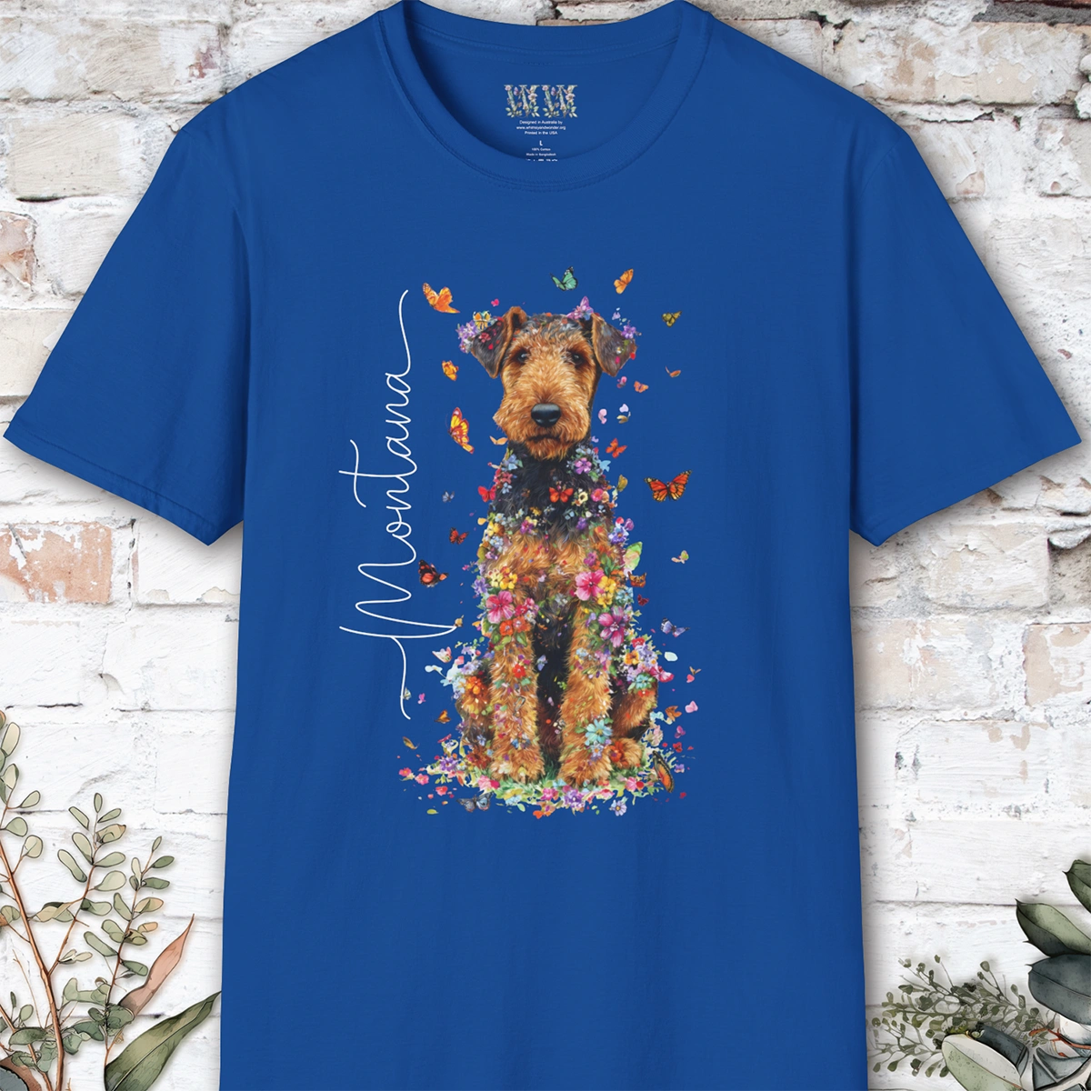 Airedale Terrier Floral Personalized T shirt