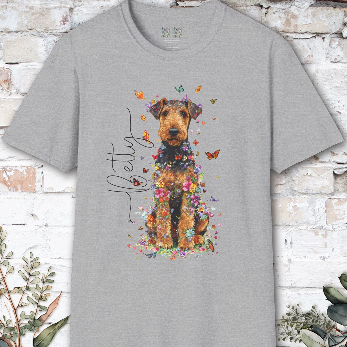 Airedale Terrier Floral Personalized T shirt