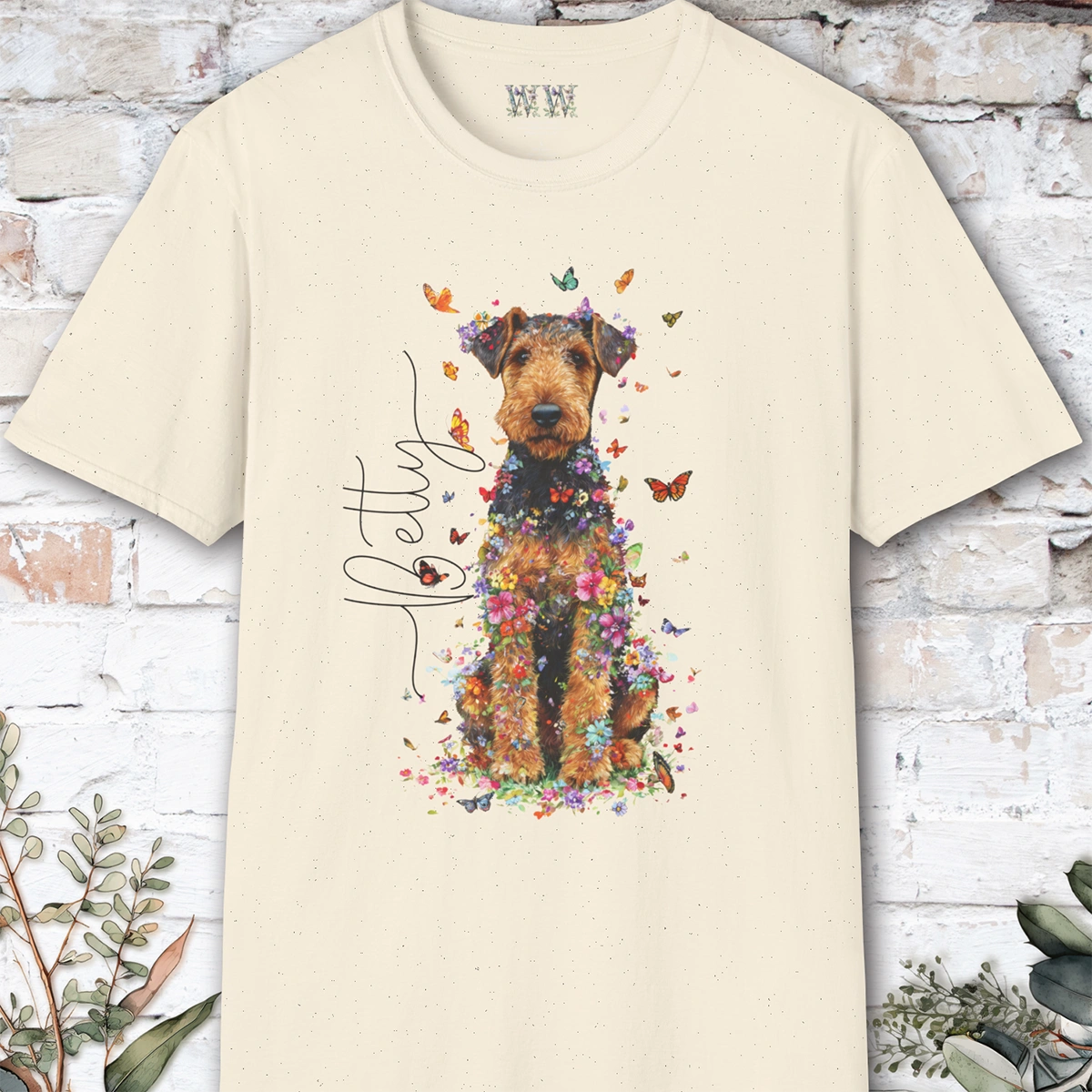 Airedale Terrier Floral Personalized T shirt