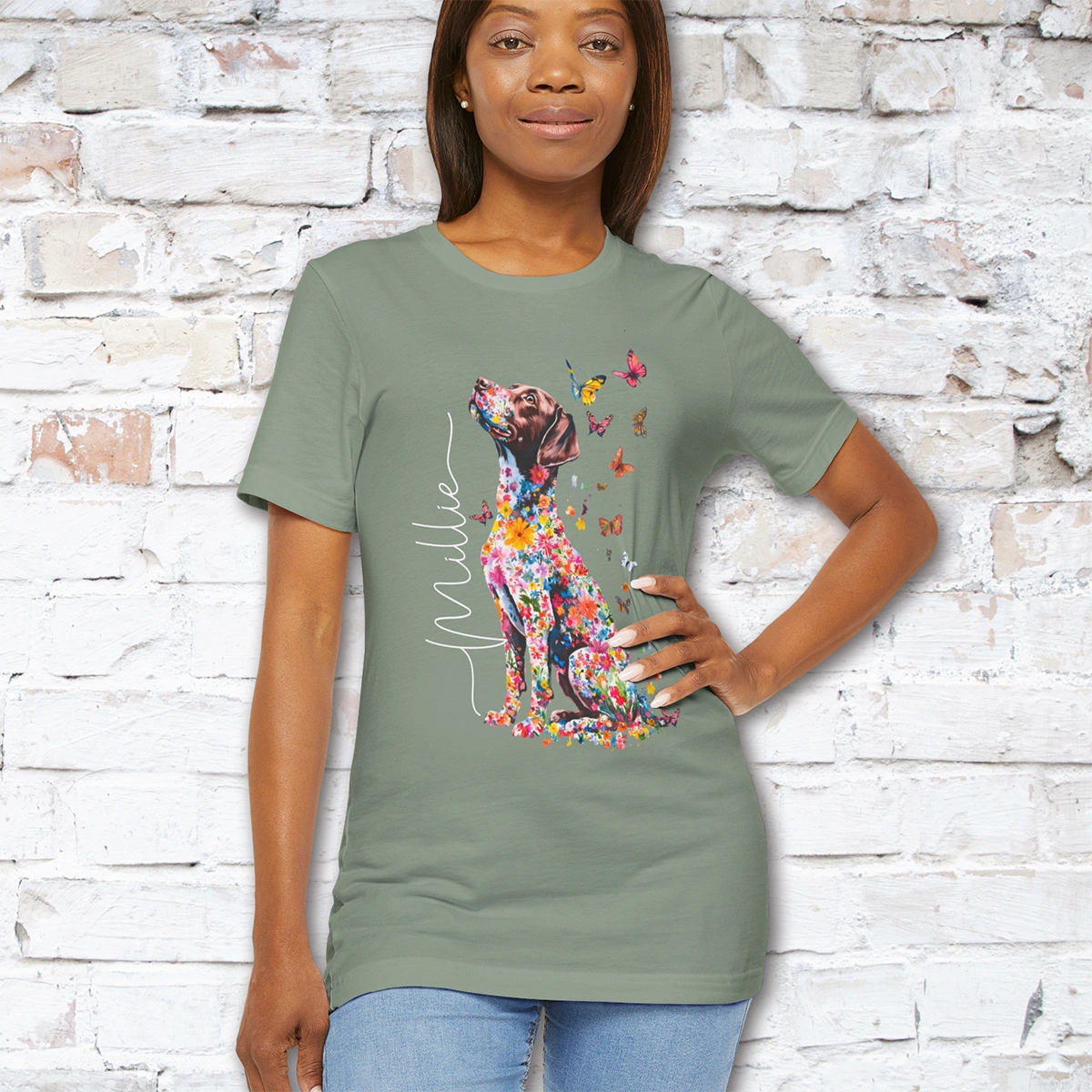 American Brittany #4 Floral Personalized T shirt