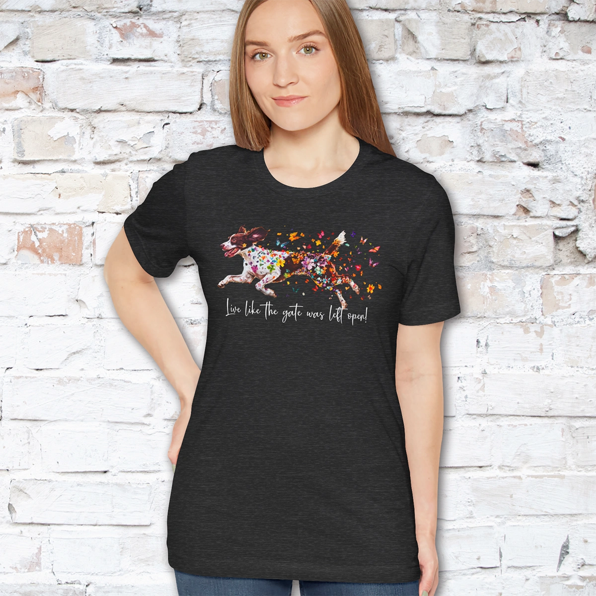American Brittany #3 "Live like the gate was left open" Unisex T shirt