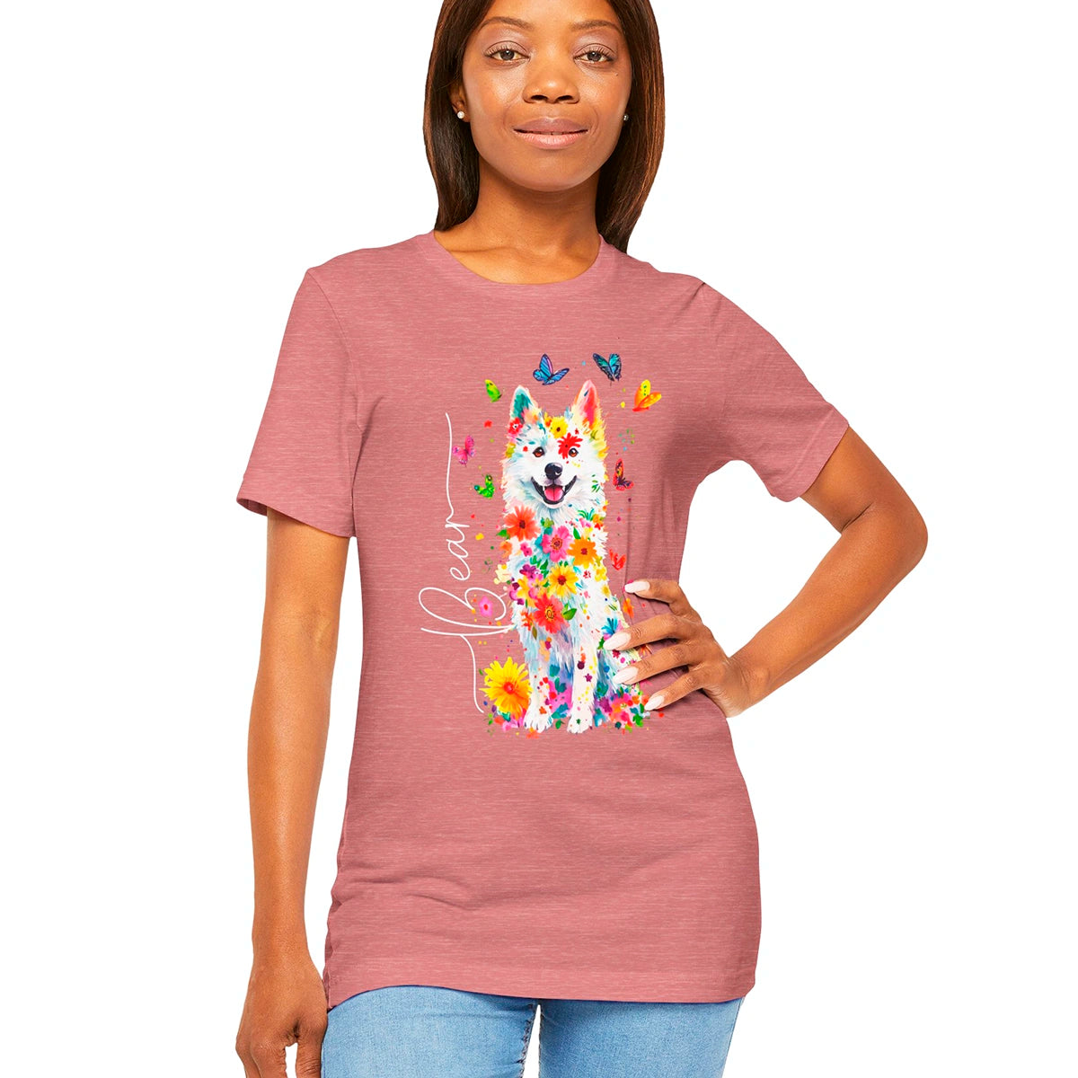 American Eskimo #2 Floral Personalized T shirt