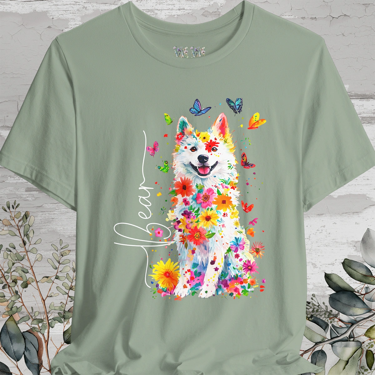 American Eskimo #2 Floral Personalized T shirt