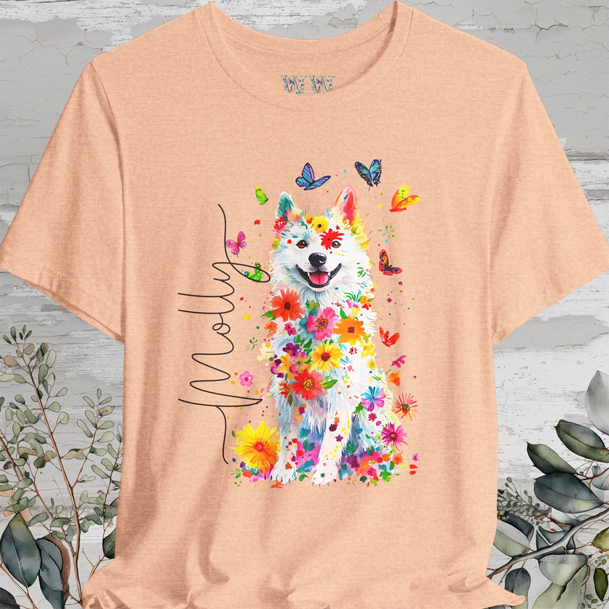 American Eskimo #2 Floral Personalized T shirt