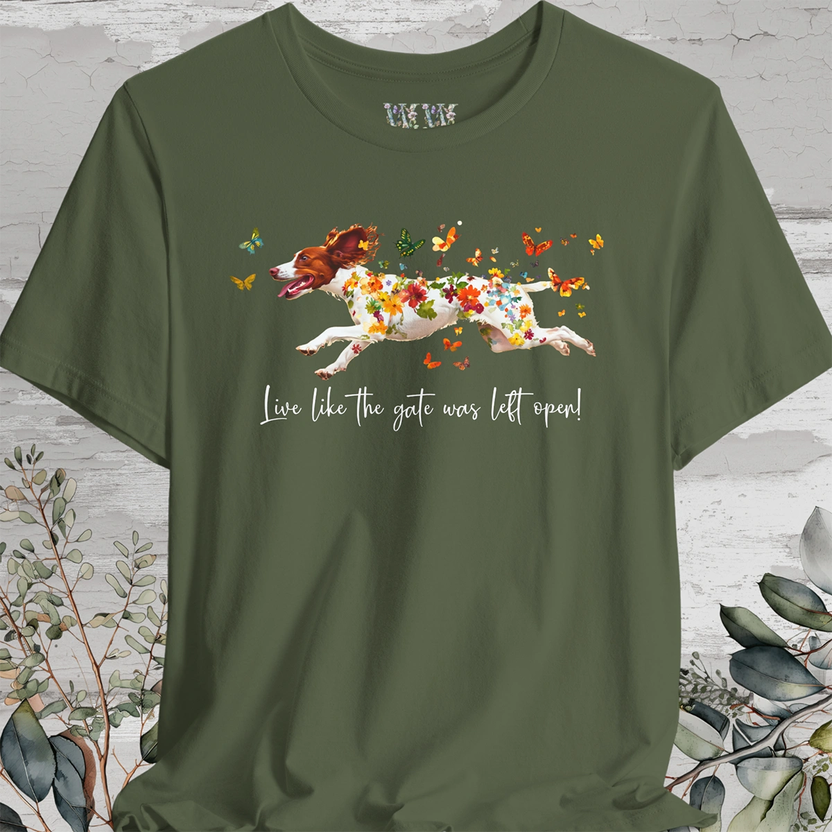 American Brittany #1 "Live like the gate was left open" Unisex T shirt