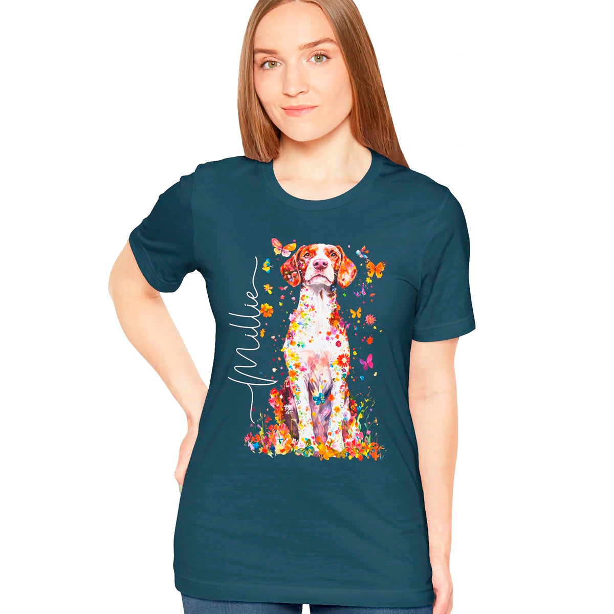 American Brittany #2 Floral Personalized T shirt