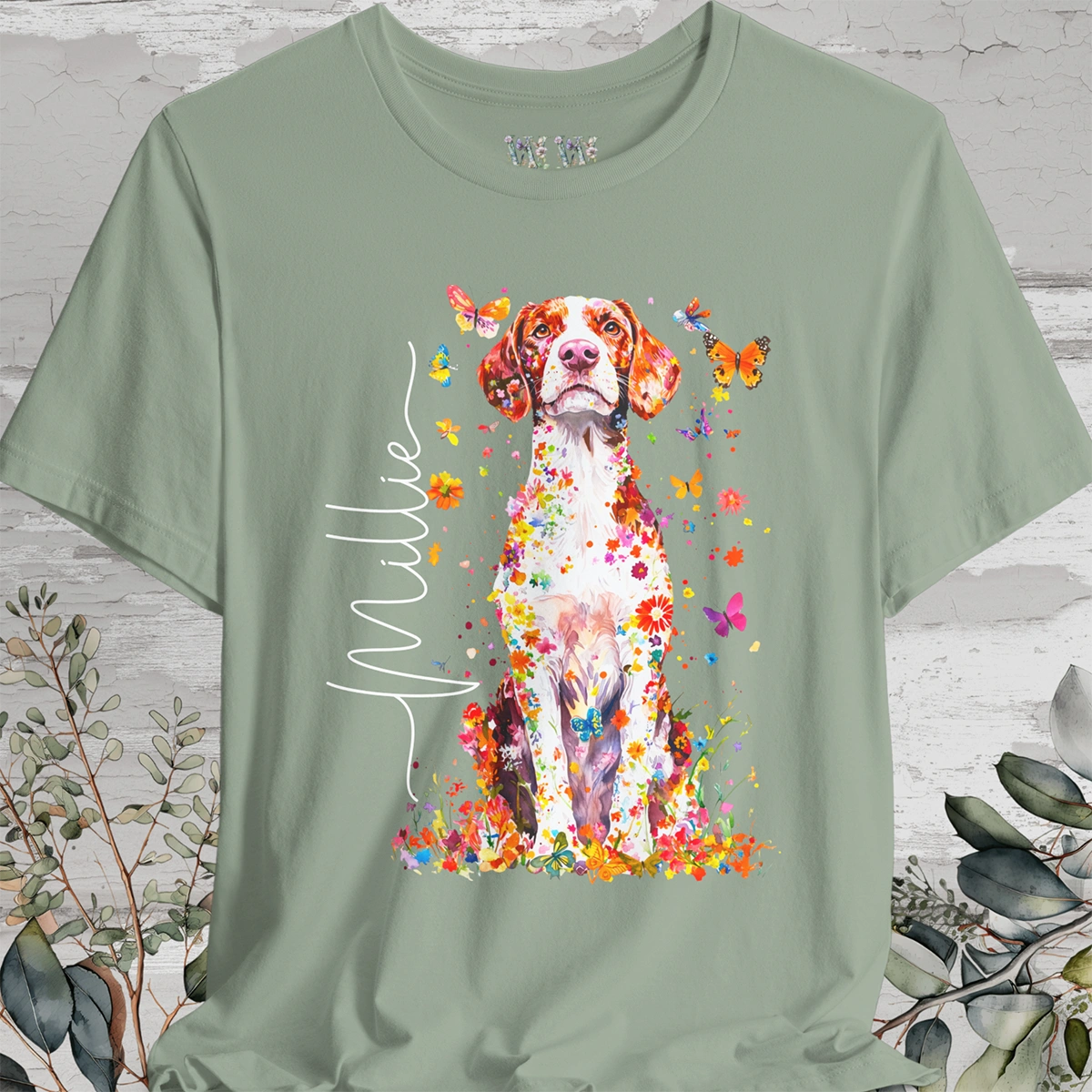 American Brittany #2 Floral Personalized T shirt