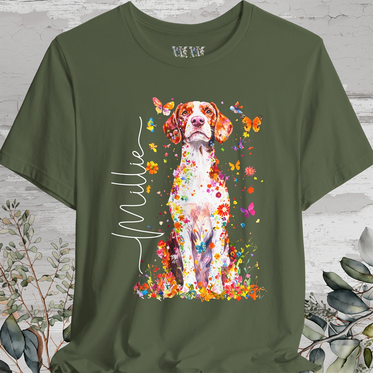 American Brittany #2 Floral Personalized T shirt