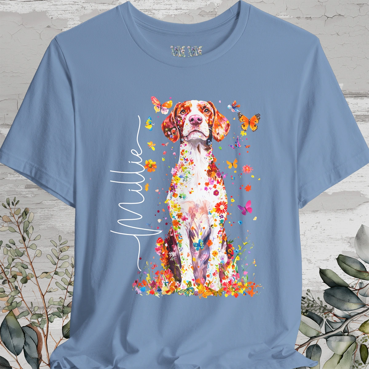 American Brittany #2 Floral Personalized T shirt