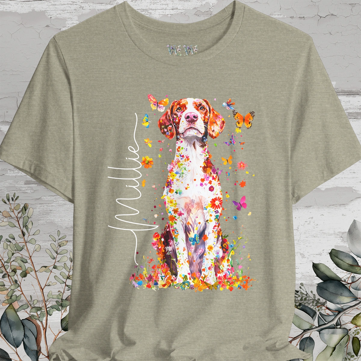 American Brittany #2 Floral Personalized T shirt