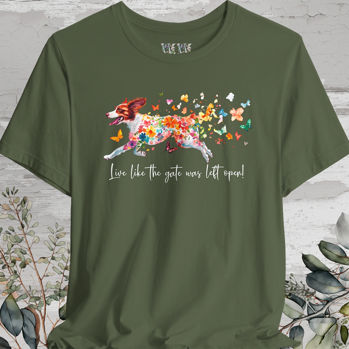 American Brittany #2 "Live like the gate was left open" Unisex T shirt
