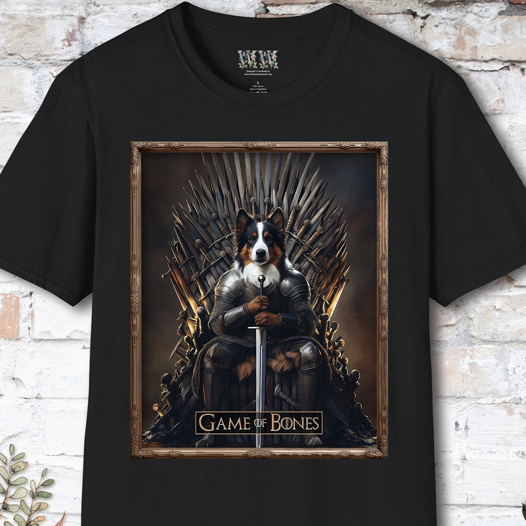 Australian Shepherd Game of Bones, Unisex T shirt