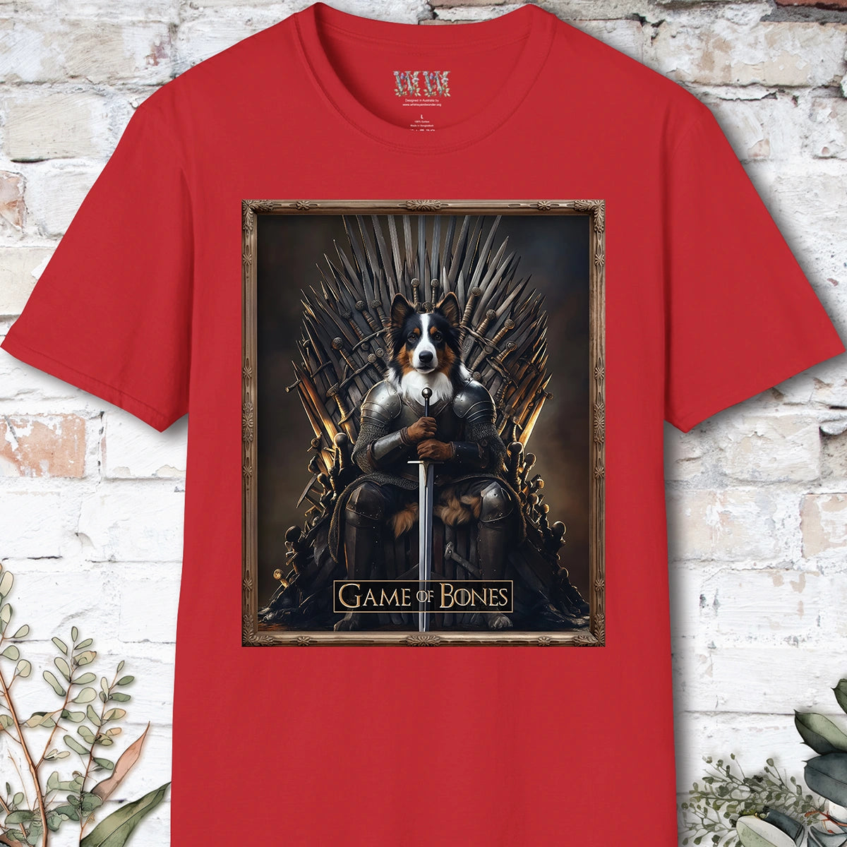 Australian Shepherd Game of Bones, Unisex T shirt
